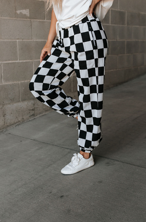 Ampersand Avenue Checkered Joggers - Black Jack