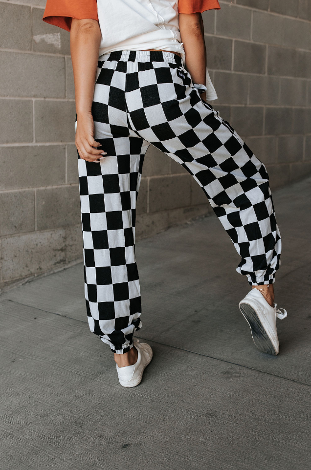 Ampersand Avenue Checkered Joggers - Black Jack