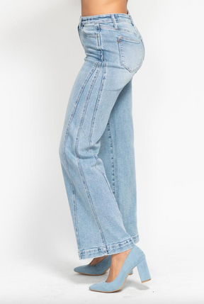 Judy Blue Retro Side Seam Wide Jeans