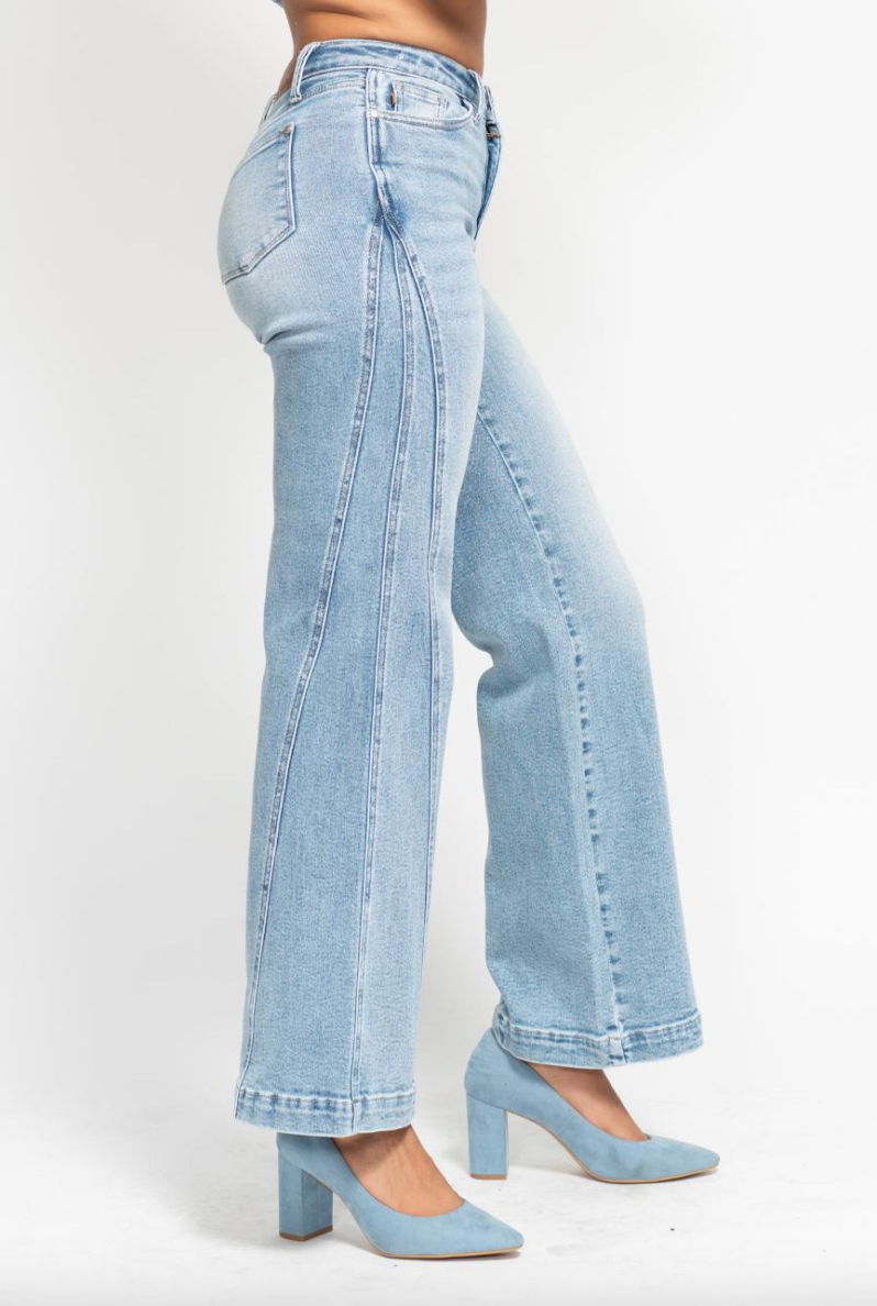 Judy Blue Retro Side Seam Wide Jeans