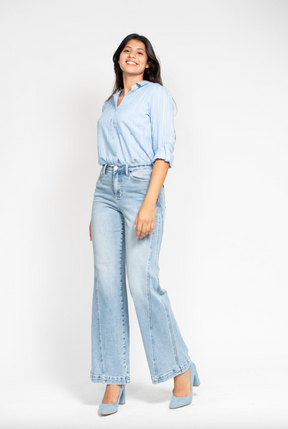 Judy Blue Retro Side Seam Wide Jeans