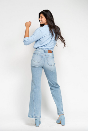 Judy Blue Retro Side Seam Wide Jeans