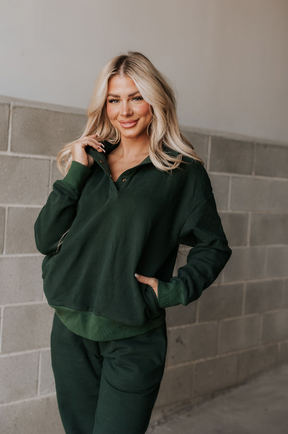 Ampersand Avenue Never Better Button Top - Forest Green