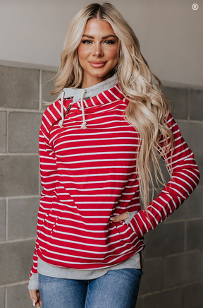 Ampersand Avenue - Doublehood™ Sweatshirt - Peppermint Stripe