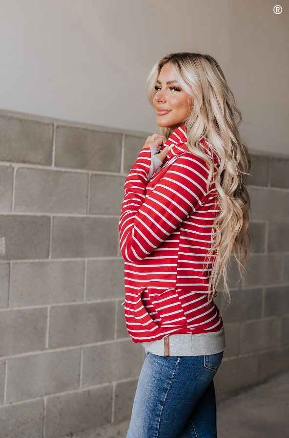 Ampersand Avenue - Doublehood™ Sweatshirt - Peppermint Stripe