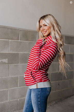 Ampersand Avenue - Doublehood™ Sweatshirt - Peppermint Stripe