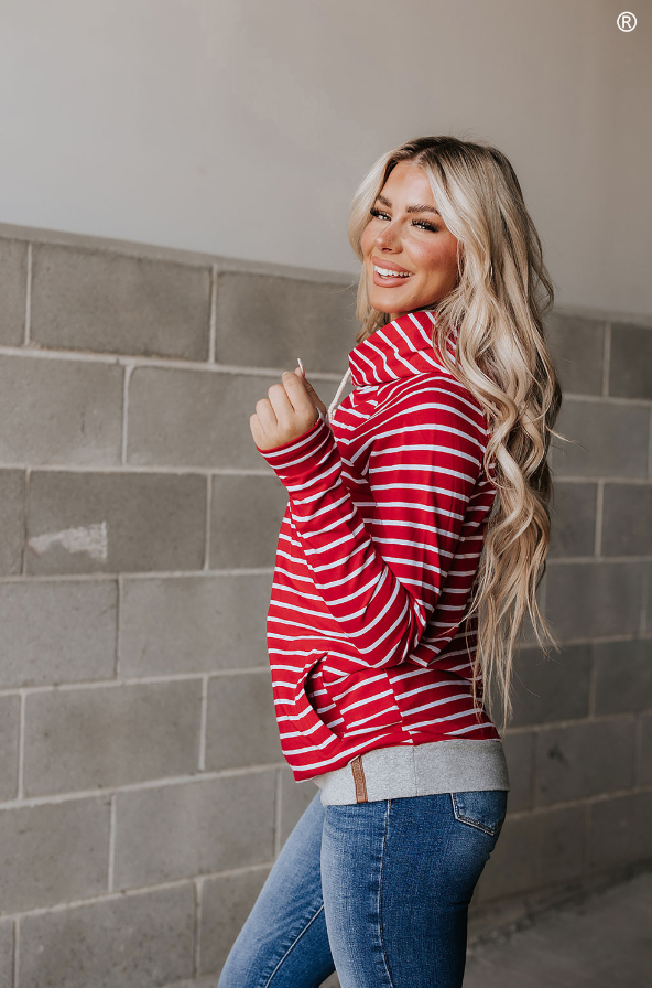 Ampersand Avenue - Doublehood™ Sweatshirt - Peppermint Stripe