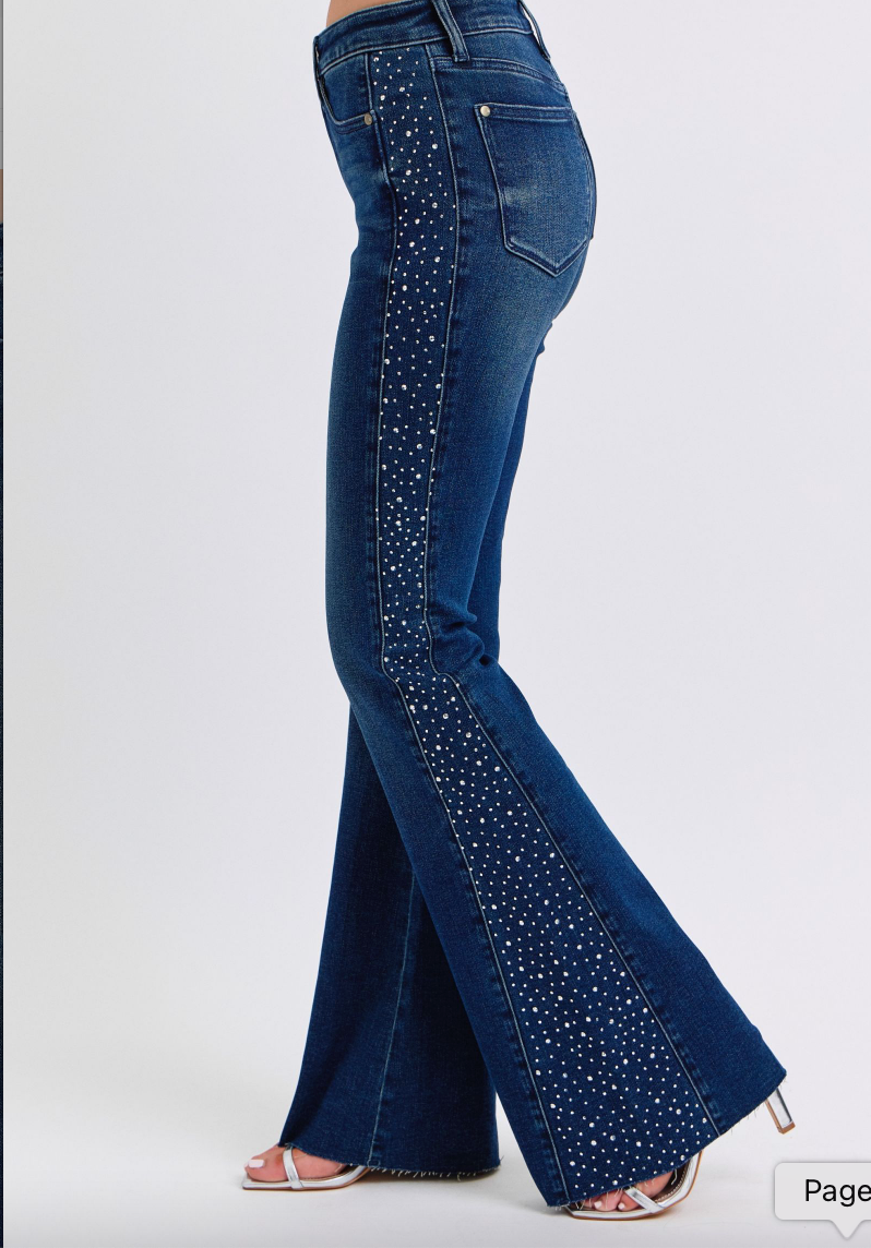 Judy Blue Rhinestone Side Panel Flare