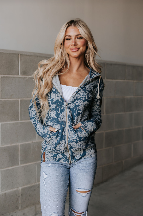 Ampersand Avenue Fullzip Sweatshirt - Twilight Blooms