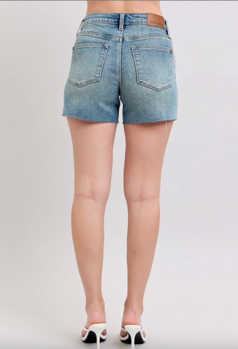 Judy Blue Vintage Wash Button Fly Destroyed Shorts