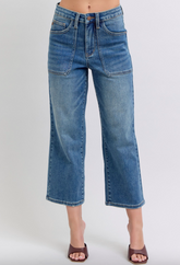 Judy Blue Utility Pocket Cropped Wide Leg Jeans