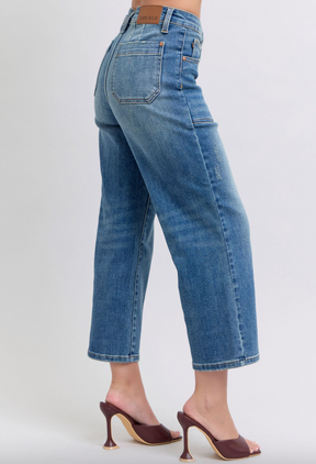 Judy Blue Utility Pocket Cropped Wide Leg Jeans