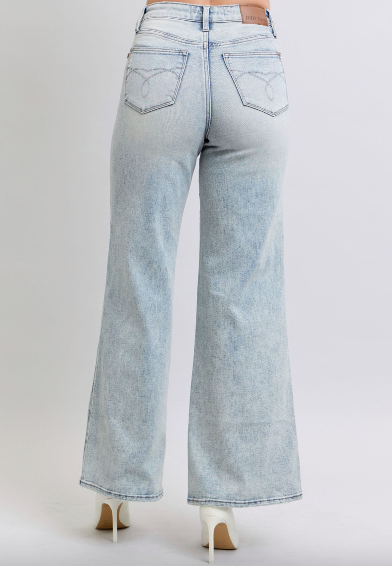 Judy Blue Tummy Control Retro Wide Leg Jeans