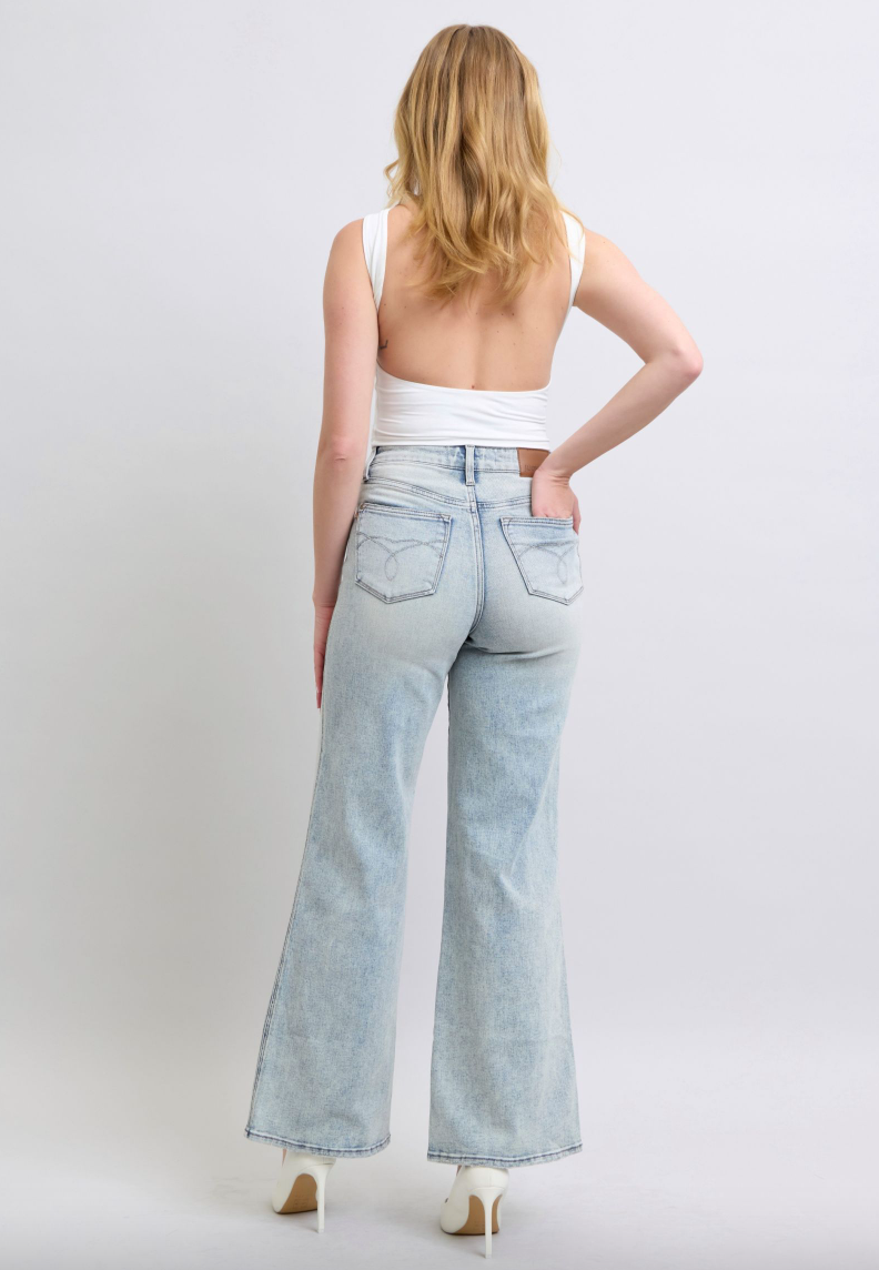 Judy Blue Tummy Control Retro Wide Leg Jeans