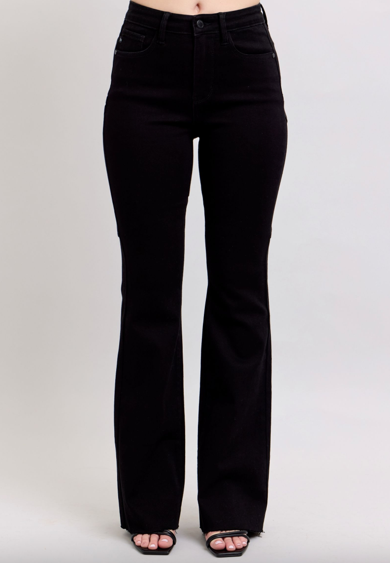 Judy Blue Black Star Seam Detail Flare Jeans