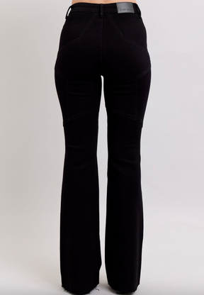 Judy Blue Black Star Seam Detail Flare Jeans