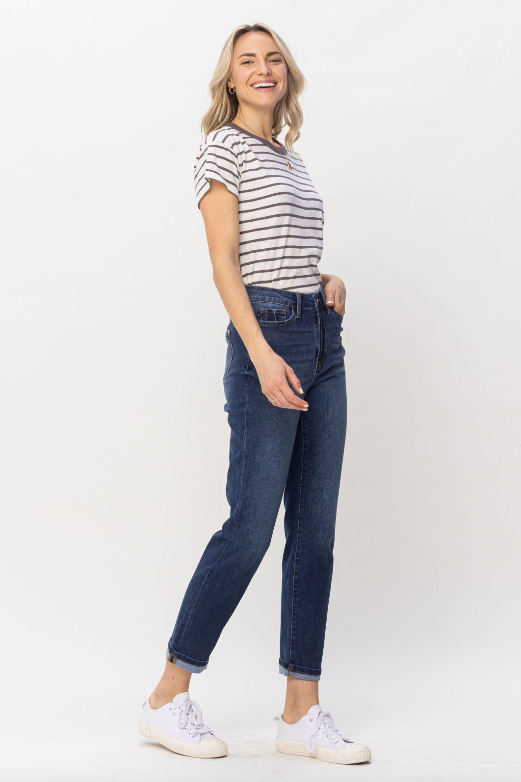 Judy Blue Cool Denim Cuffed Boyfriend Jeans