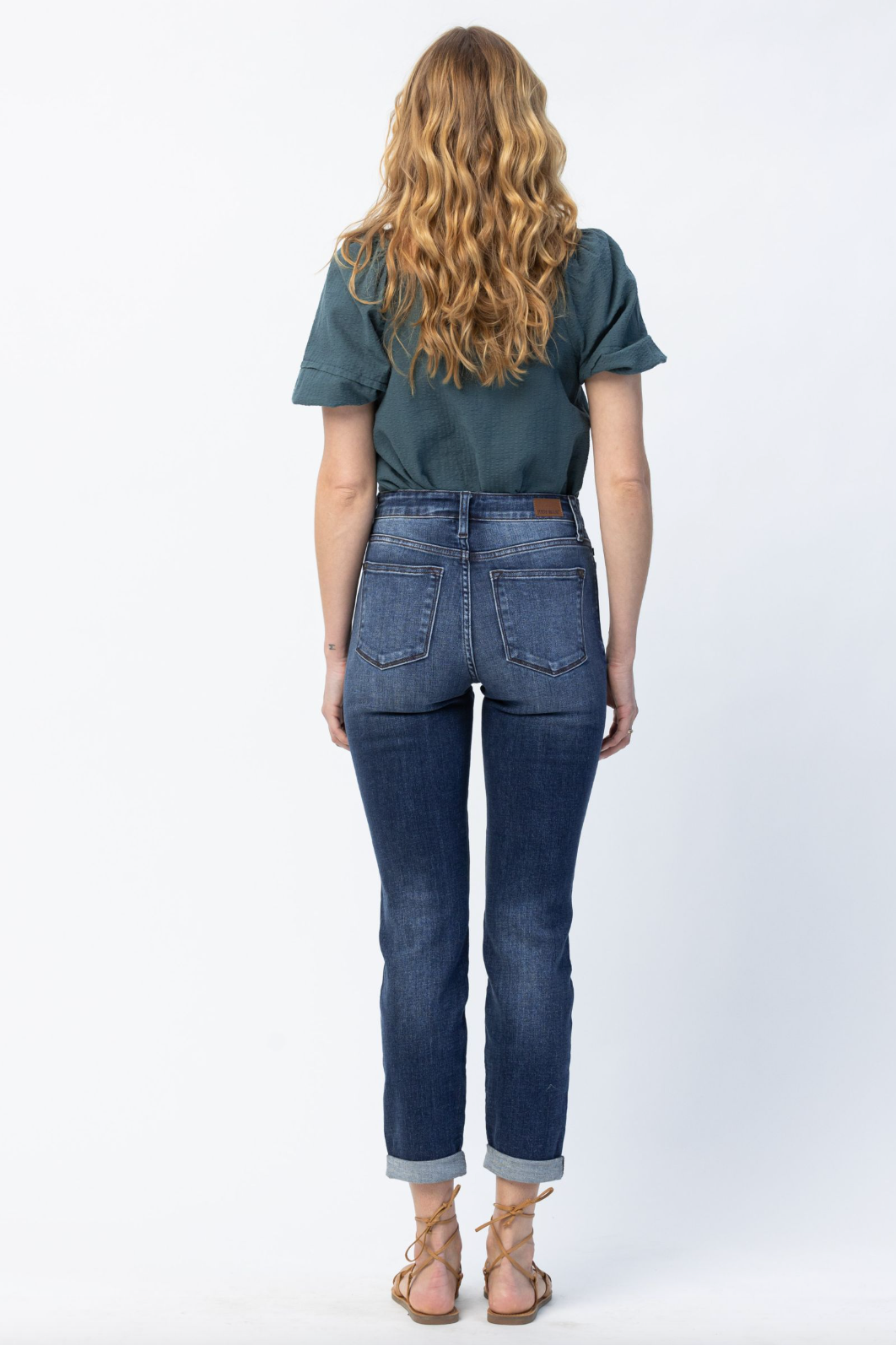 Judy Blue Cuffed Non-Distressed Girlfriend Jeans
