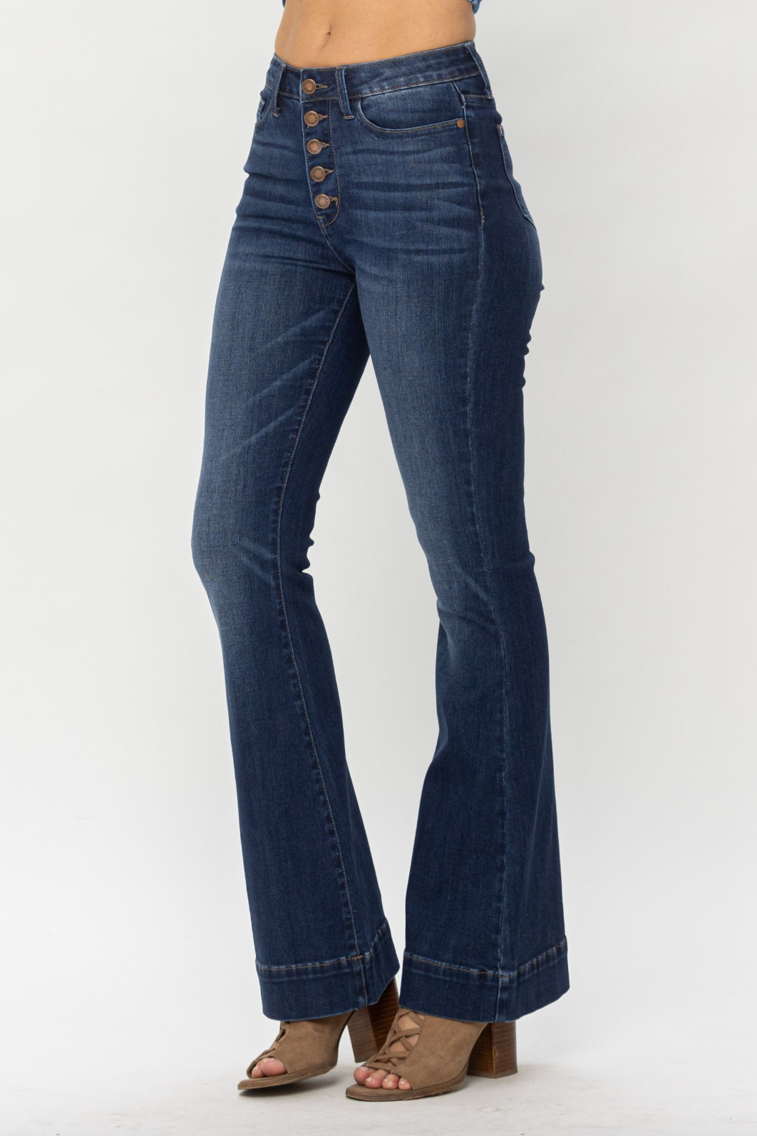 Judy Blue Button Fly Trouser Flare Jeans