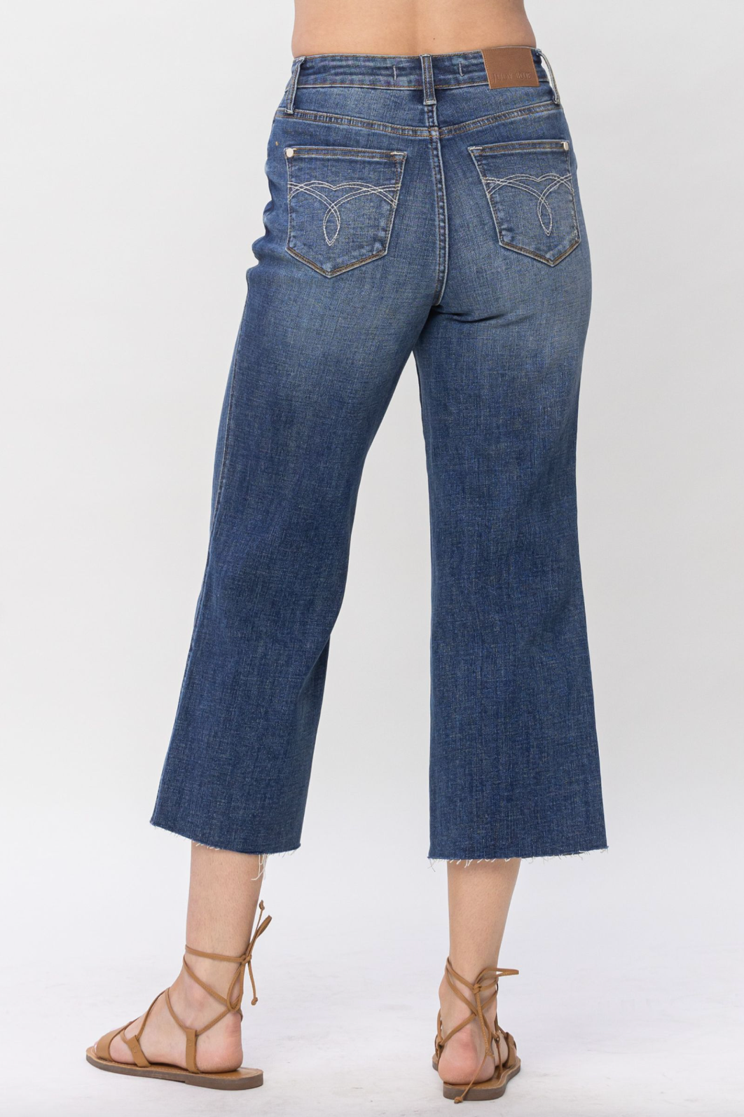 Judy Blue Raw Edge Wide Leg Crop Jeans