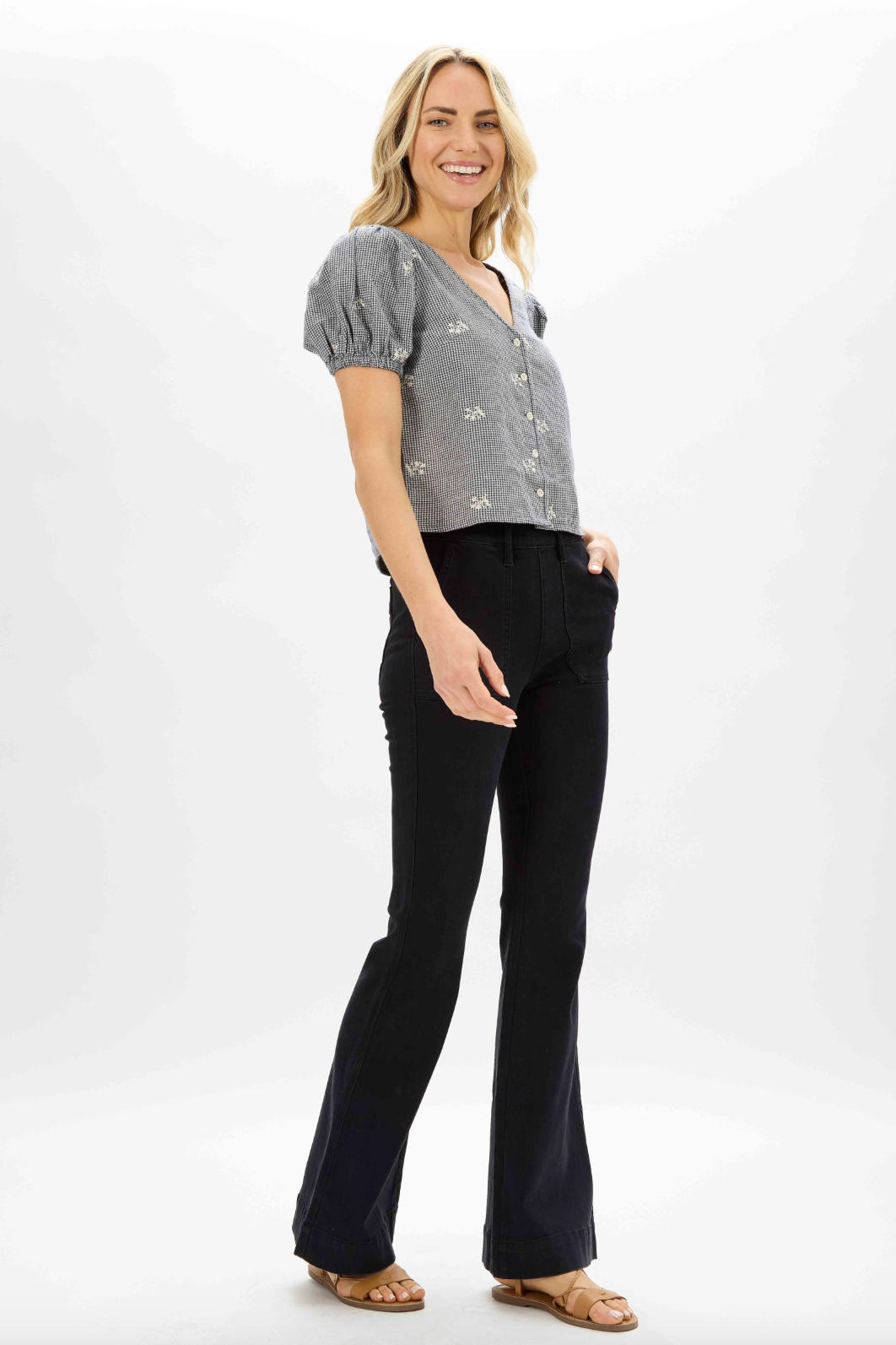 Judy Blue Black Pull-On Trouser Flare Jeans