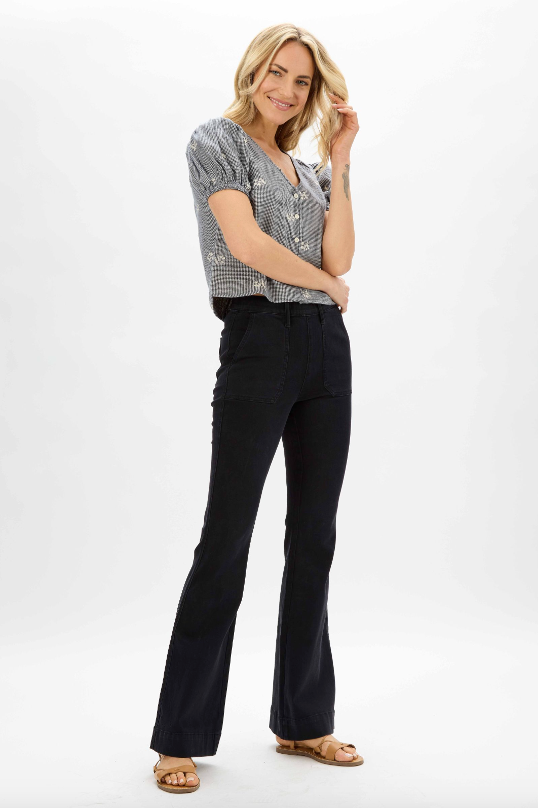 Judy Blue Black Pull-On Trouser Flare Jeans