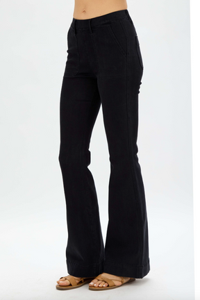 Judy Blue Black Pull-On Trouser Flare Jeans