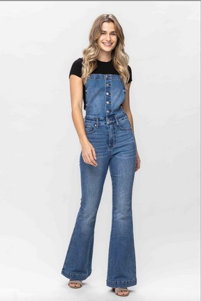 Judy Blue Tummy Control Overall Flare Jeans