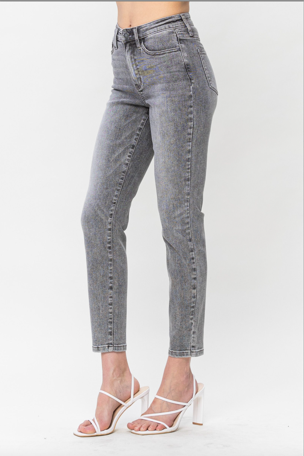 Judy Blue Stone Wash Grey Girlfriend Jeans