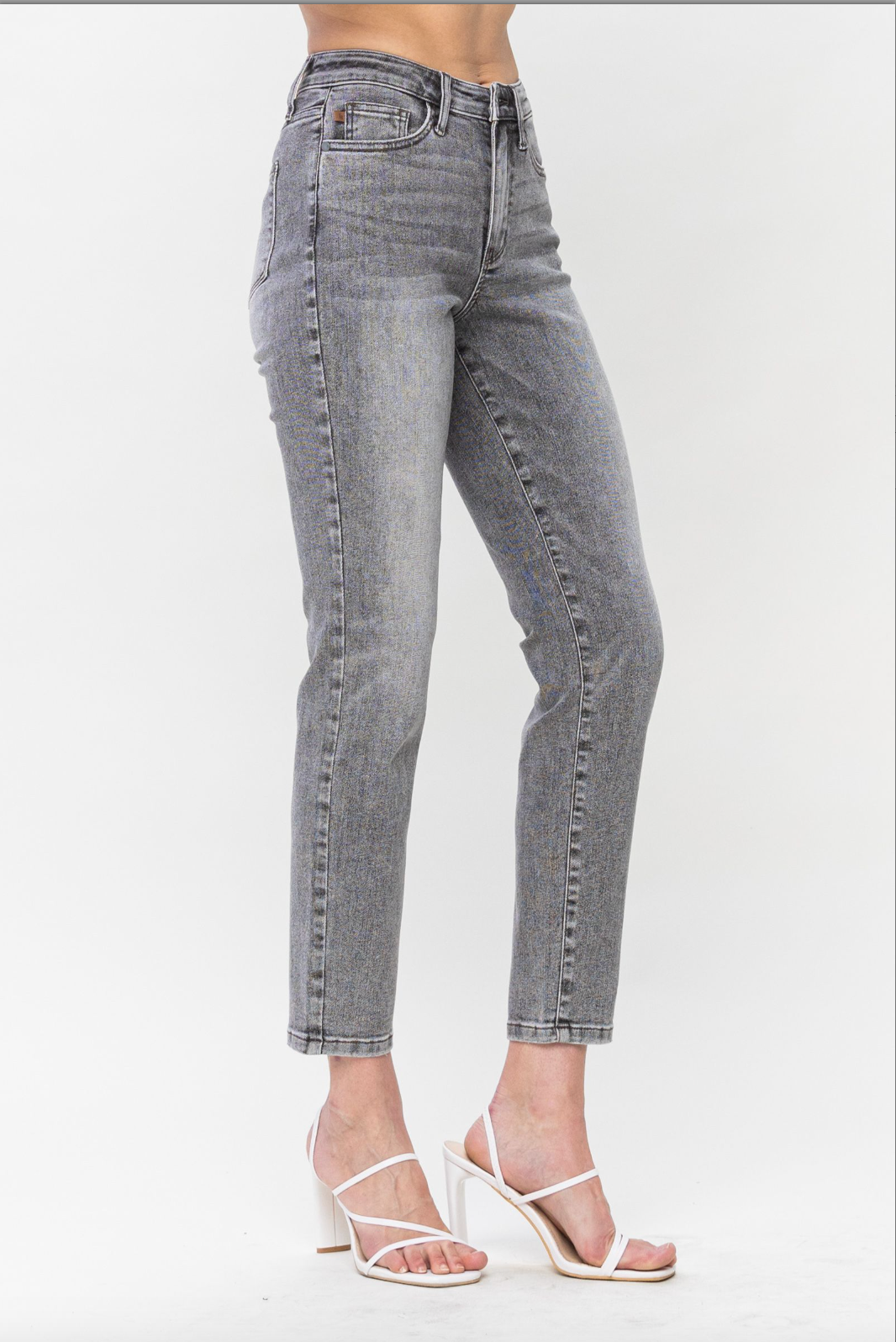 Judy Blue Stone Wash Grey Girlfriend Jeans