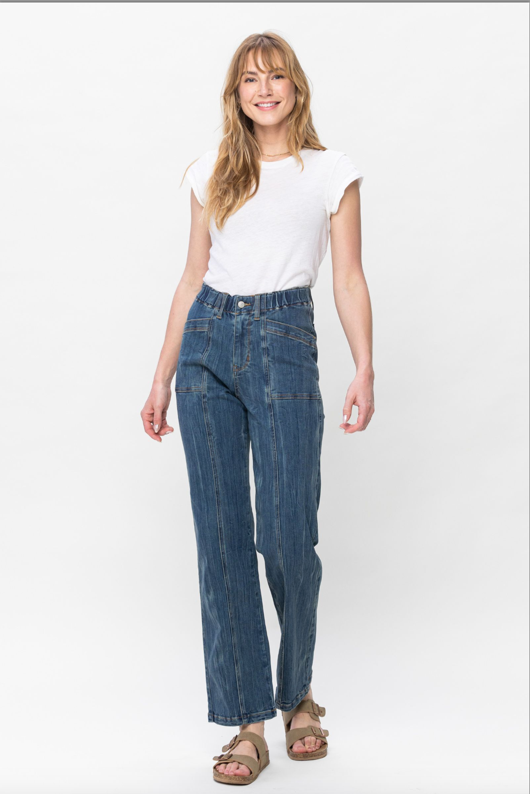 Judy Blue Elastic Waist Vintage Straight Jeans