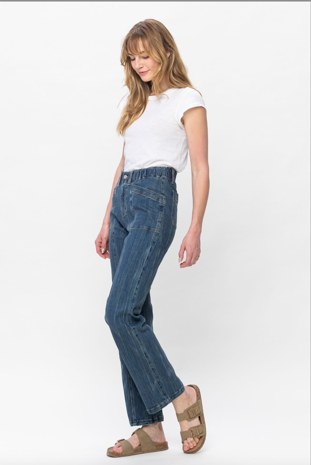 Judy Blue Elastic Waist Vintage Straight Jeans