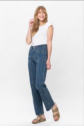 Judy Blue Elastic Waist Vintage Straight Jeans