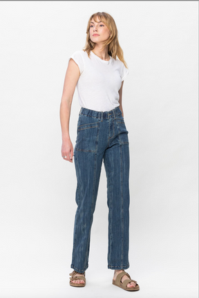 Judy Blue Elastic Waist Vintage Straight Jeans