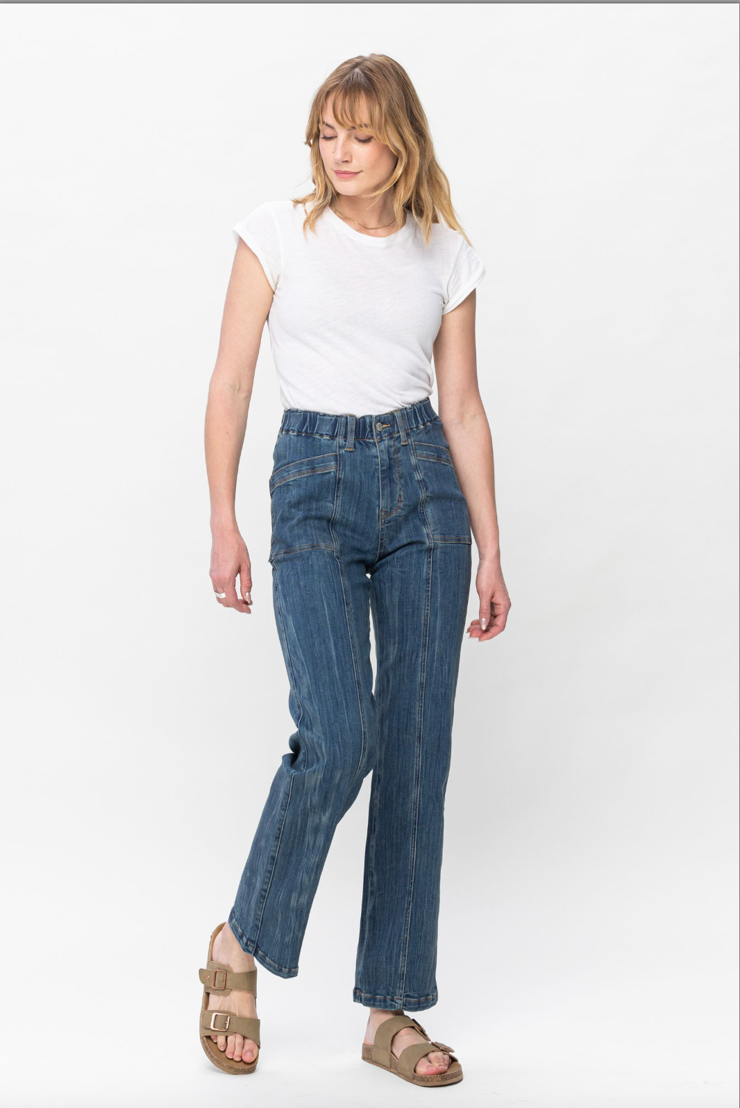 Judy Blue Elastic Waist Vintage Straight Jeans