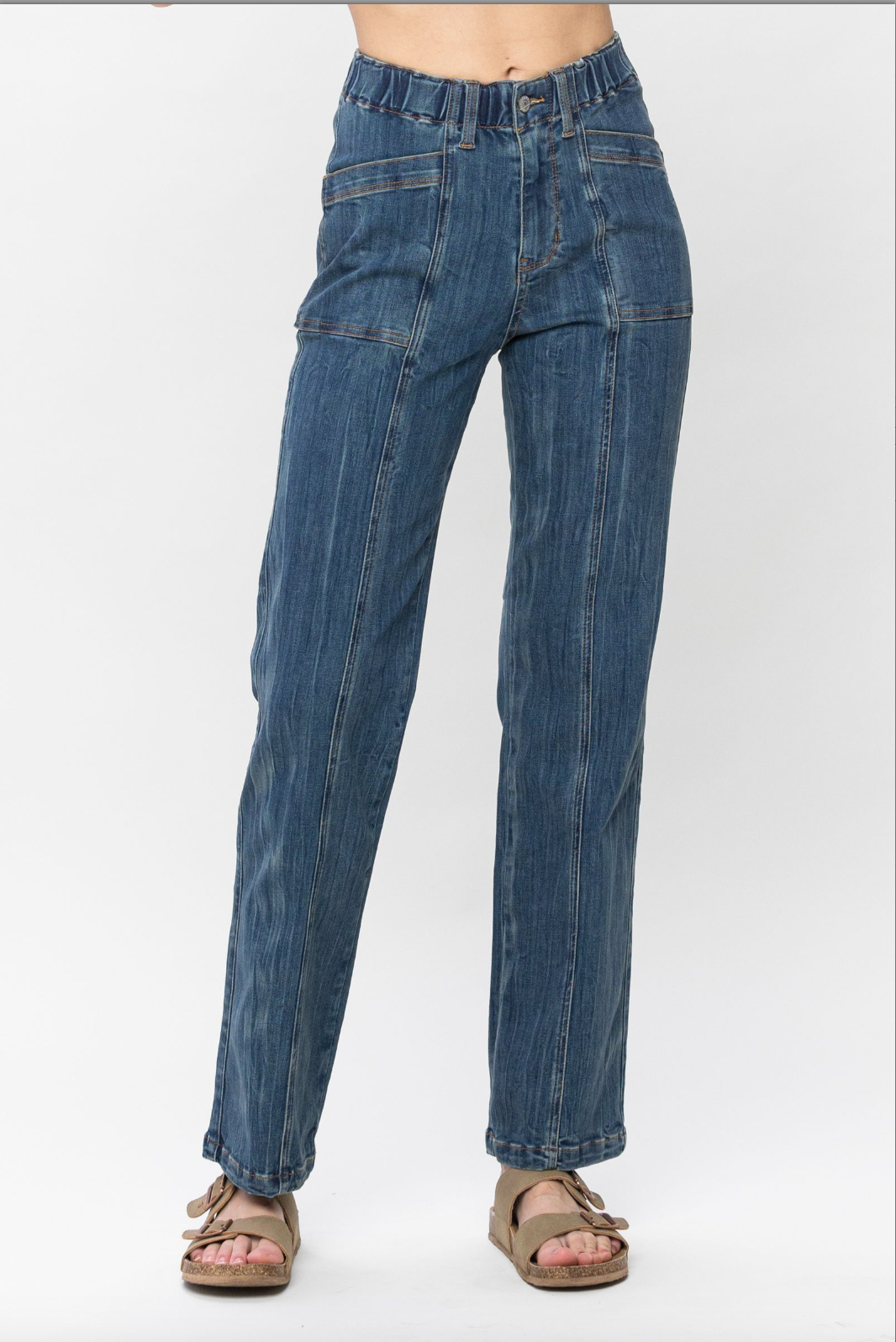 Judy Blue Elastic Waist Vintage Straight Jeans