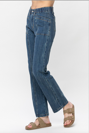 Judy Blue Elastic Waist Vintage Straight Jeans