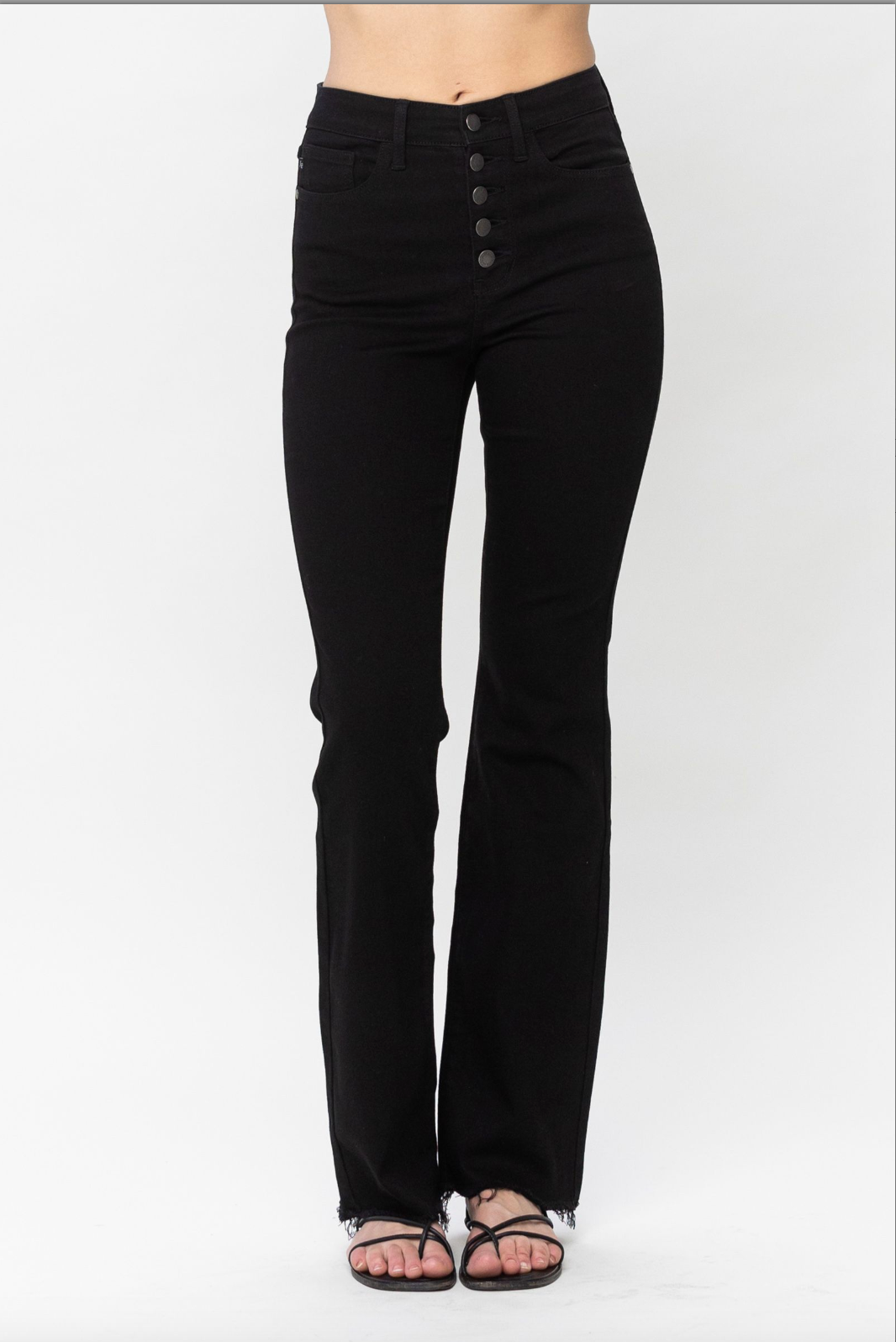 Judy Blue Black Raw Hem Bootcut Jeans