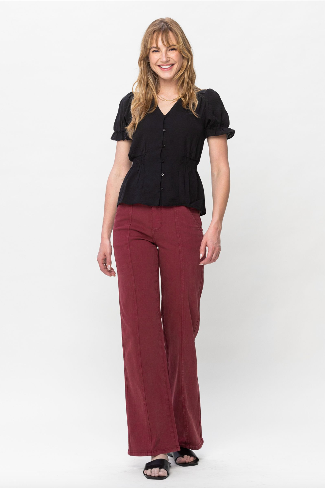 Judy Blue Front Seam Burgundy Jeans