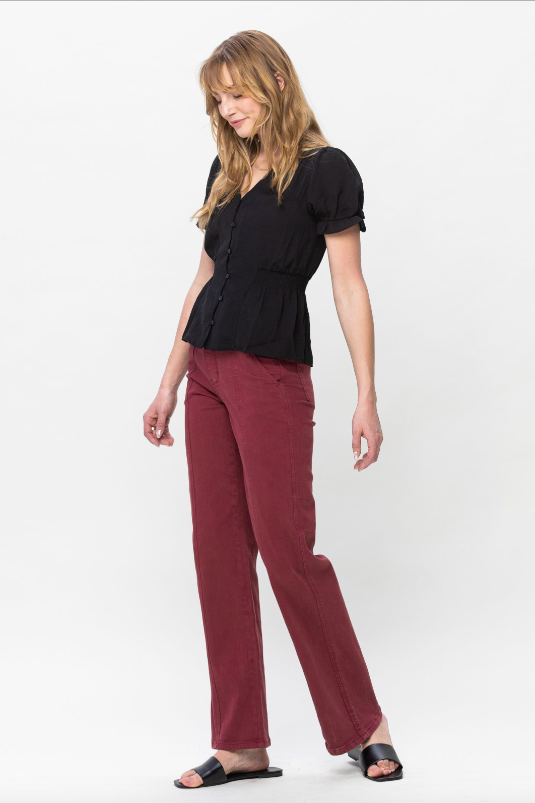 Judy Blue Front Seam Burgundy Jeans