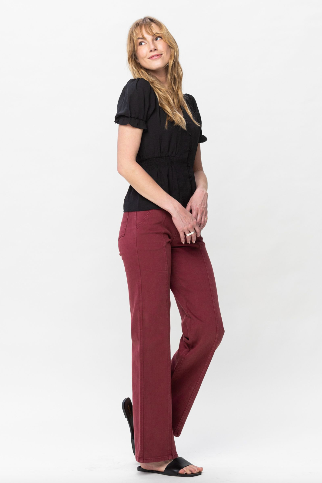Judy Blue Front Seam Burgundy Jeans