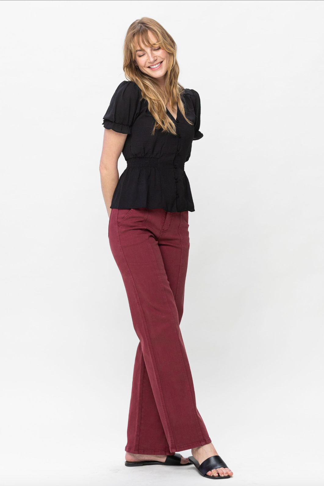 Judy Blue Front Seam Burgundy Jeans