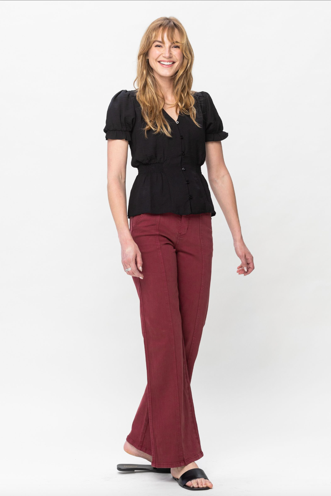 Judy Blue Front Seam Burgundy Jeans