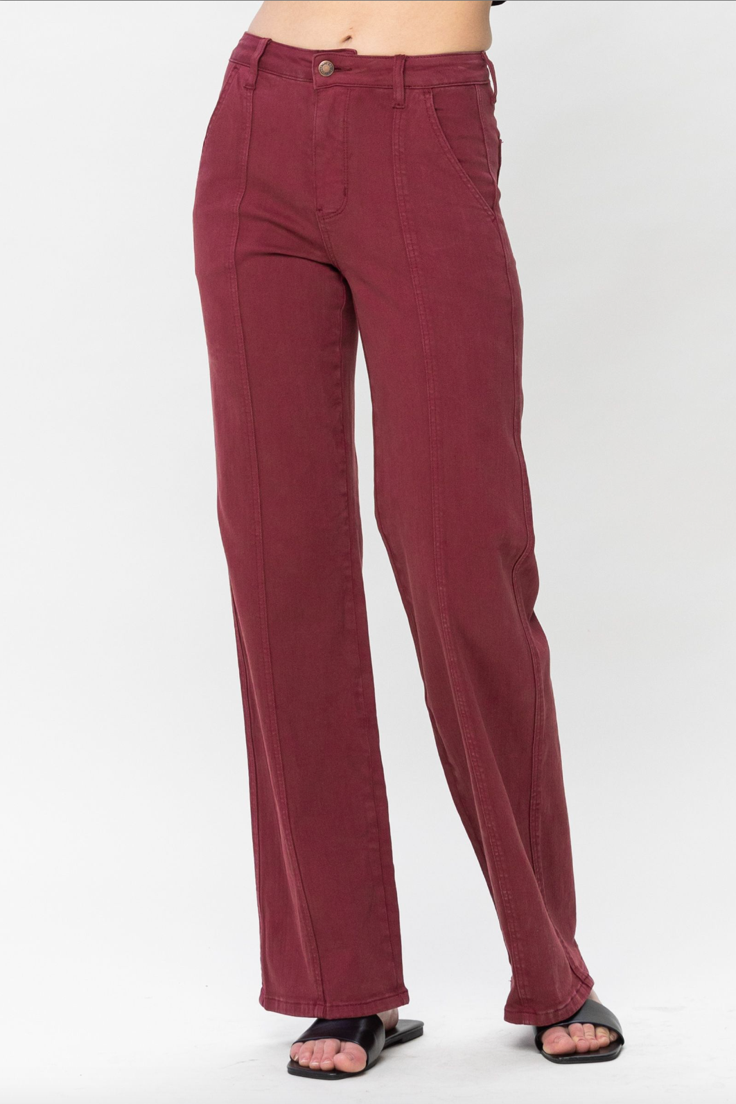 Judy Blue Front Seam Burgundy Jeans
