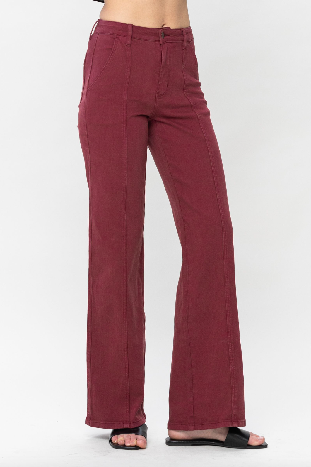 Judy Blue Front Seam Burgundy Jeans