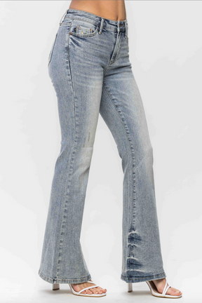 Judy Blue Tinted Pin Tack Flare Jeans