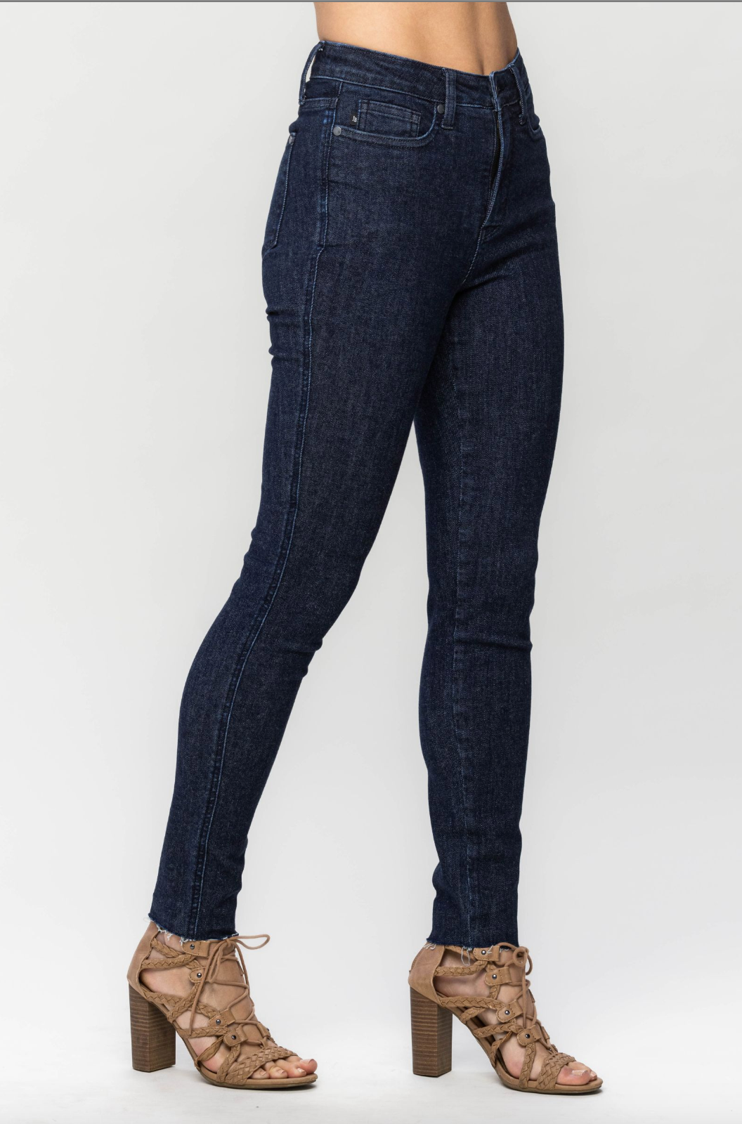 Judy Blue Super Dark Raw Hem Skinny Jeans