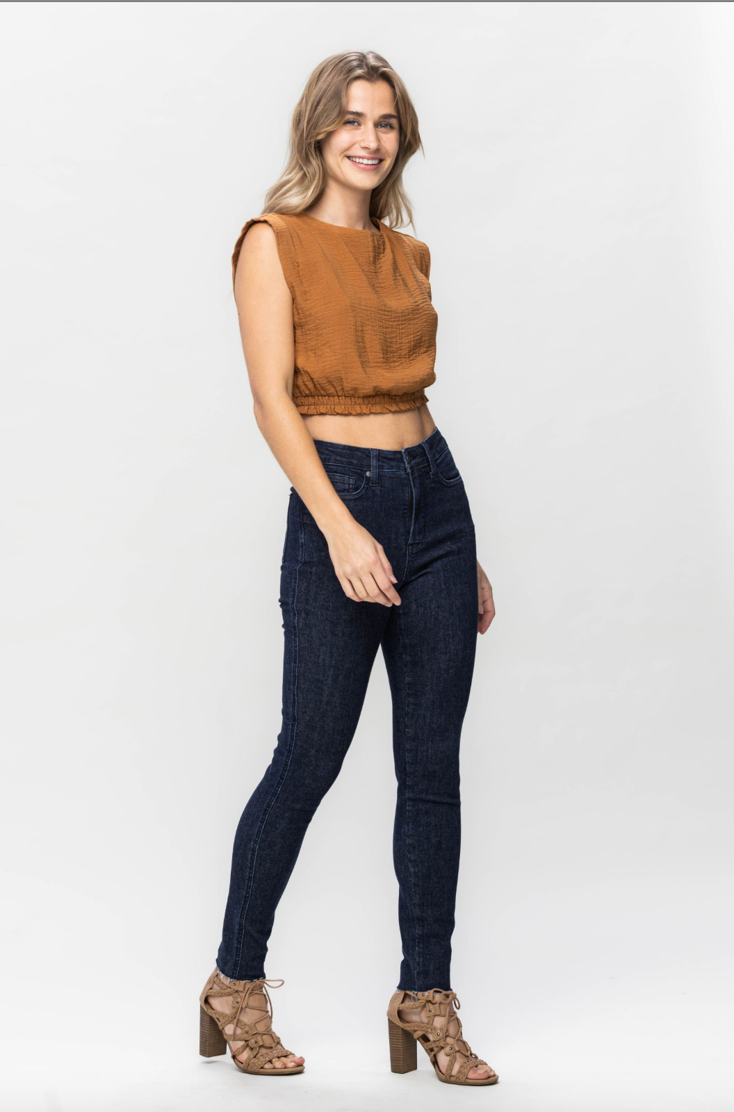 Judy Blue Super Dark Raw Hem Skinny Jeans