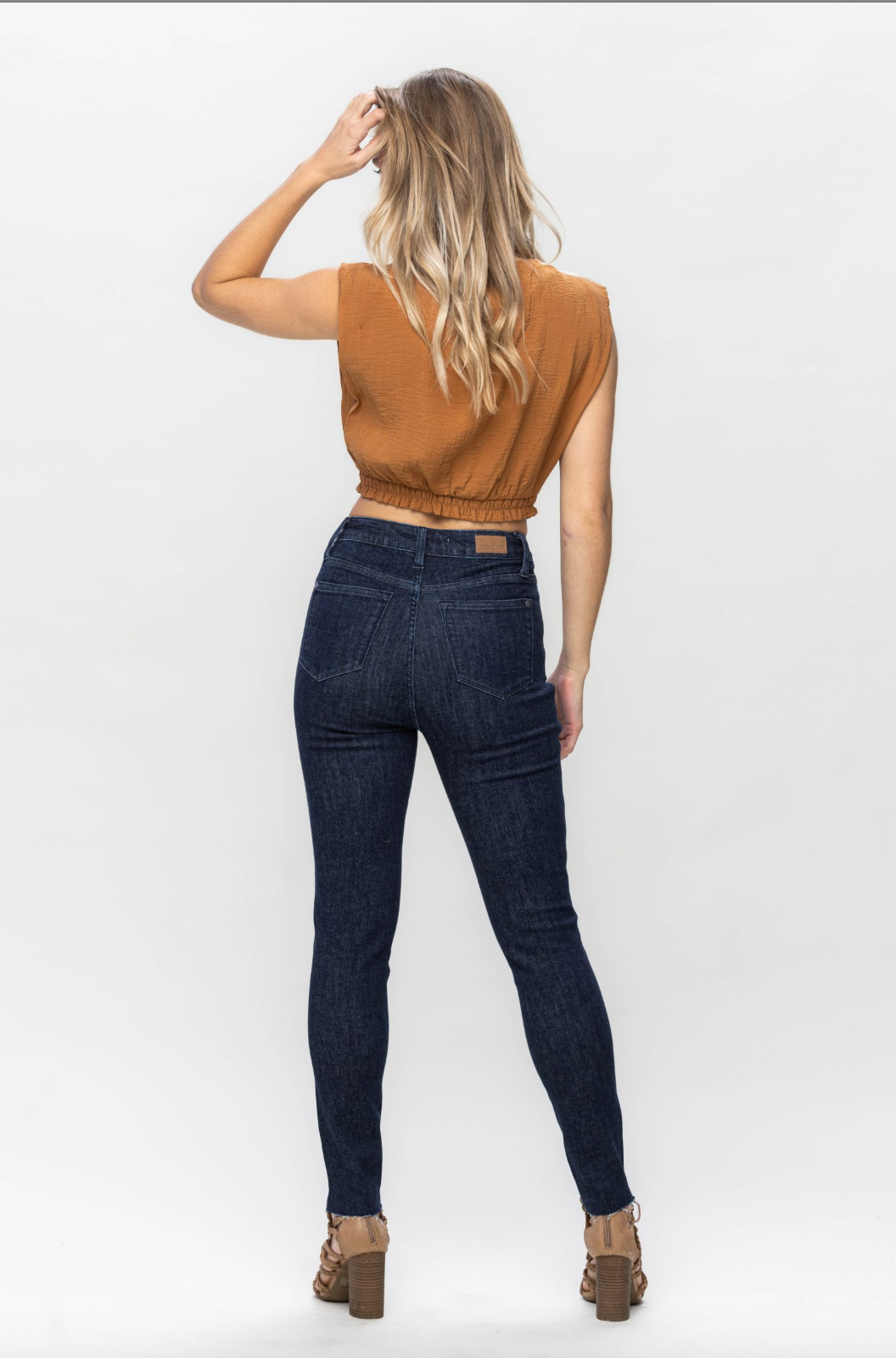 Judy Blue Super Dark Raw Hem Skinny Jeans