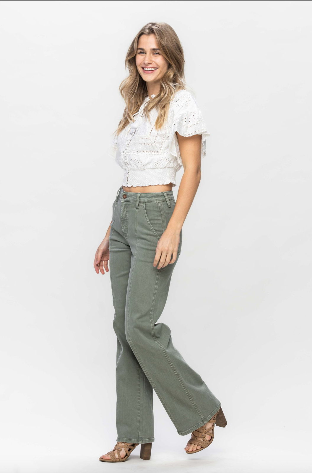 Judy Blue Front Seam Straight Fit Jeans - Sage